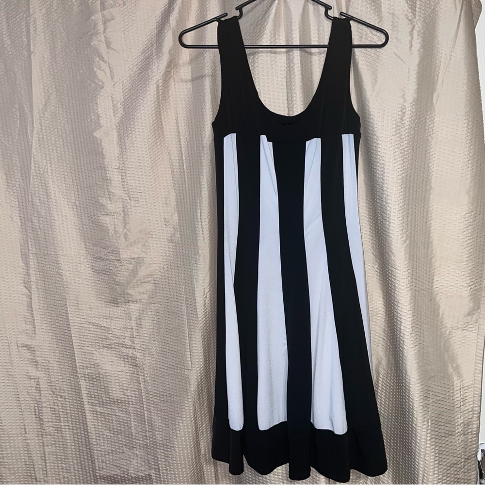 Connected Apparel Black and White Striped Dress